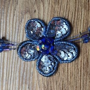 Blue Sequin Flower Bracelet